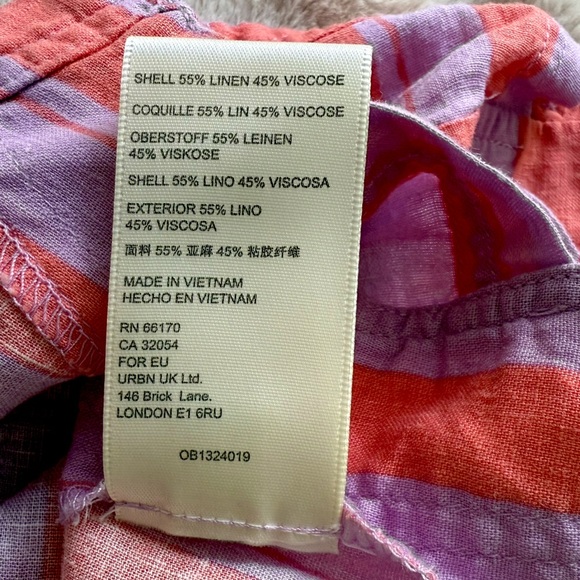 NWT Free People We the Free Play It Cool Linen Striped Shirt Sorbet Combo Size S - Picture 6 of 8
